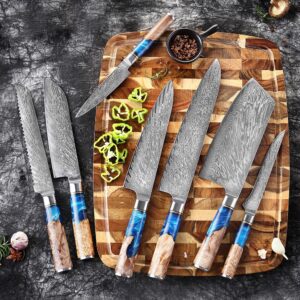 VG10-Damast Küchenmesser-Set mit Harzgriff