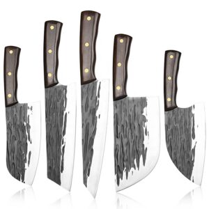 Fleischermesser-Set aus 5Cr15MoV mit Holzgriffen