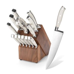 Messerblock-Set 14-teilig mit weißen ABS-Griffen