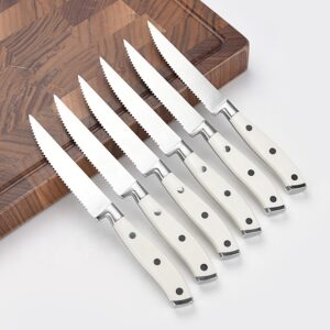 6-teiliges Steakmesser-Set 4,5 Zoll mit weißen ABS-Griffen