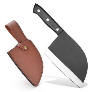 Outdoor-Hackmesser 7 Zoll aus Edelstahl mit Lederscheide