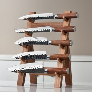 Küchenmesser-Set 5-teilig aus Edelstahl mit Holzgriffen