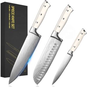 Küchenmesser-Set 3-teilig mit weißen ABS-Griffen