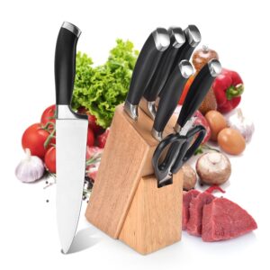 Küchenmesserset 7-teilig mit ABS-Griffen und Holzblock