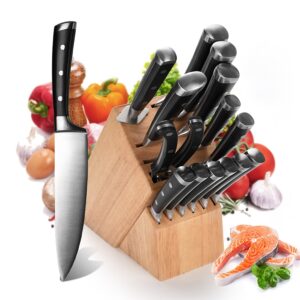 Messerblock-Set 15-teilig mit schwarzen Griffen