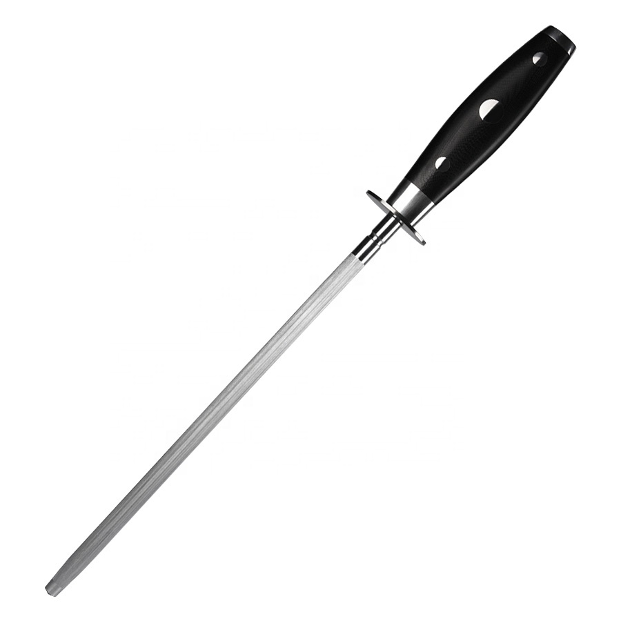 Wetzstahl 10 Zoll mit schwarzem G10-Griff