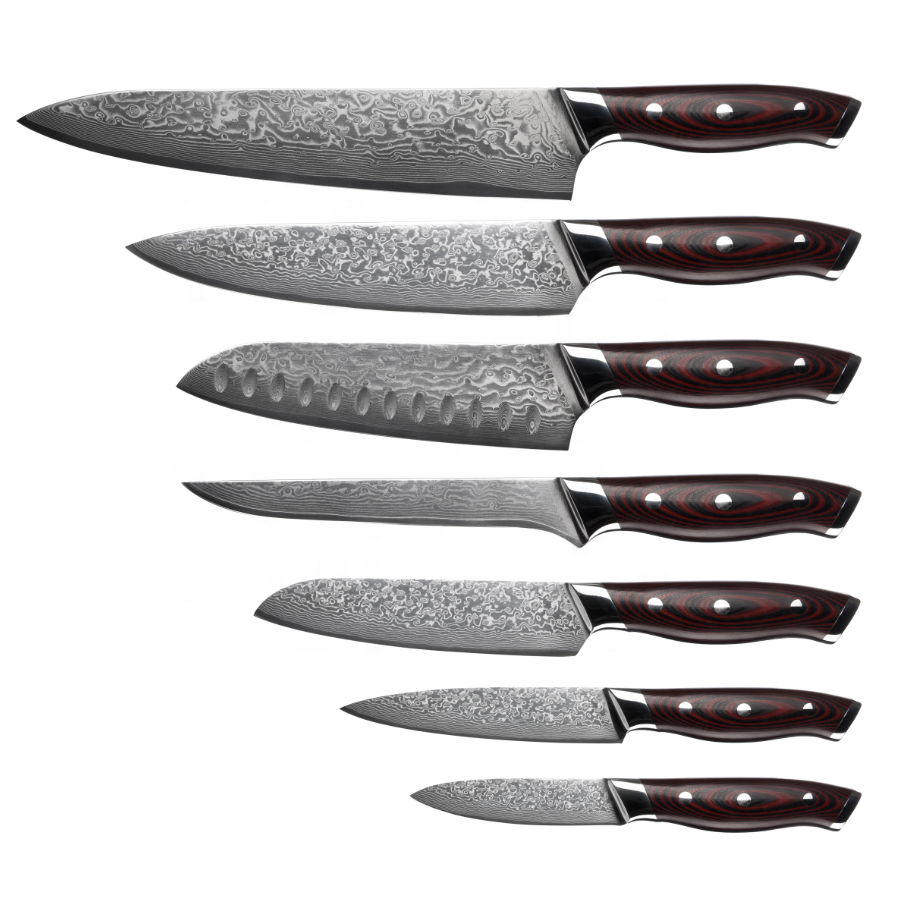 Damastmesser-Set 6-teilig, handgefertigt